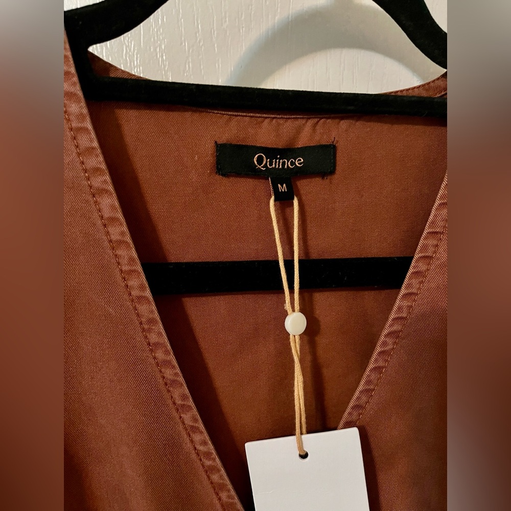 NWT Quince Vintage Wash Tencel Button Front Midi Dress Washed Terracotta Sz M - Picture 7 of 11